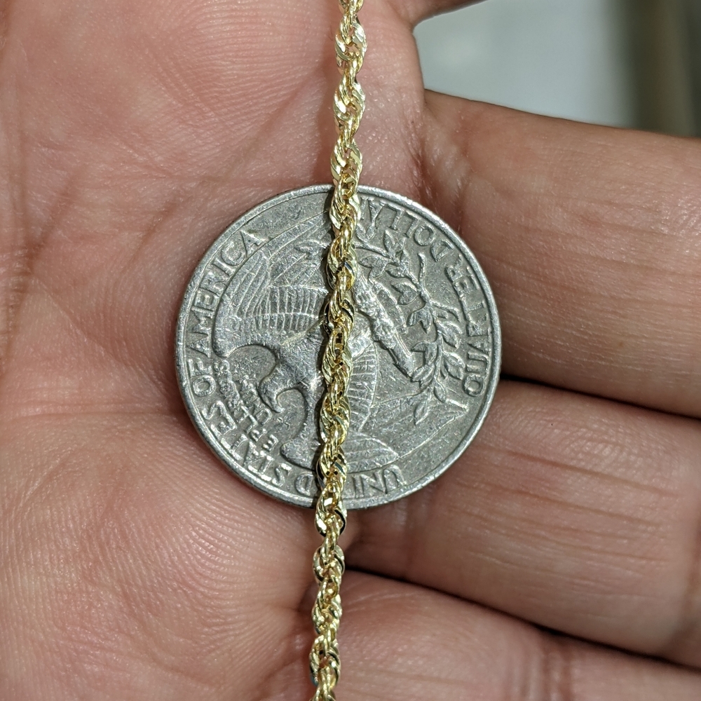 10kt Real Gold Rope Chain 2mm 16 Inches - Picture 7 of 8